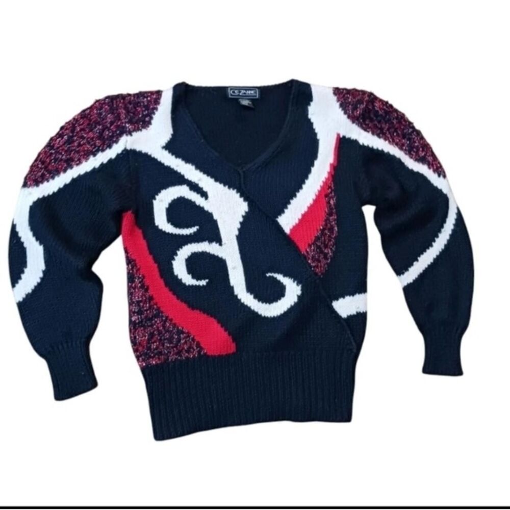 wool angora leather sweater multicolor womans small